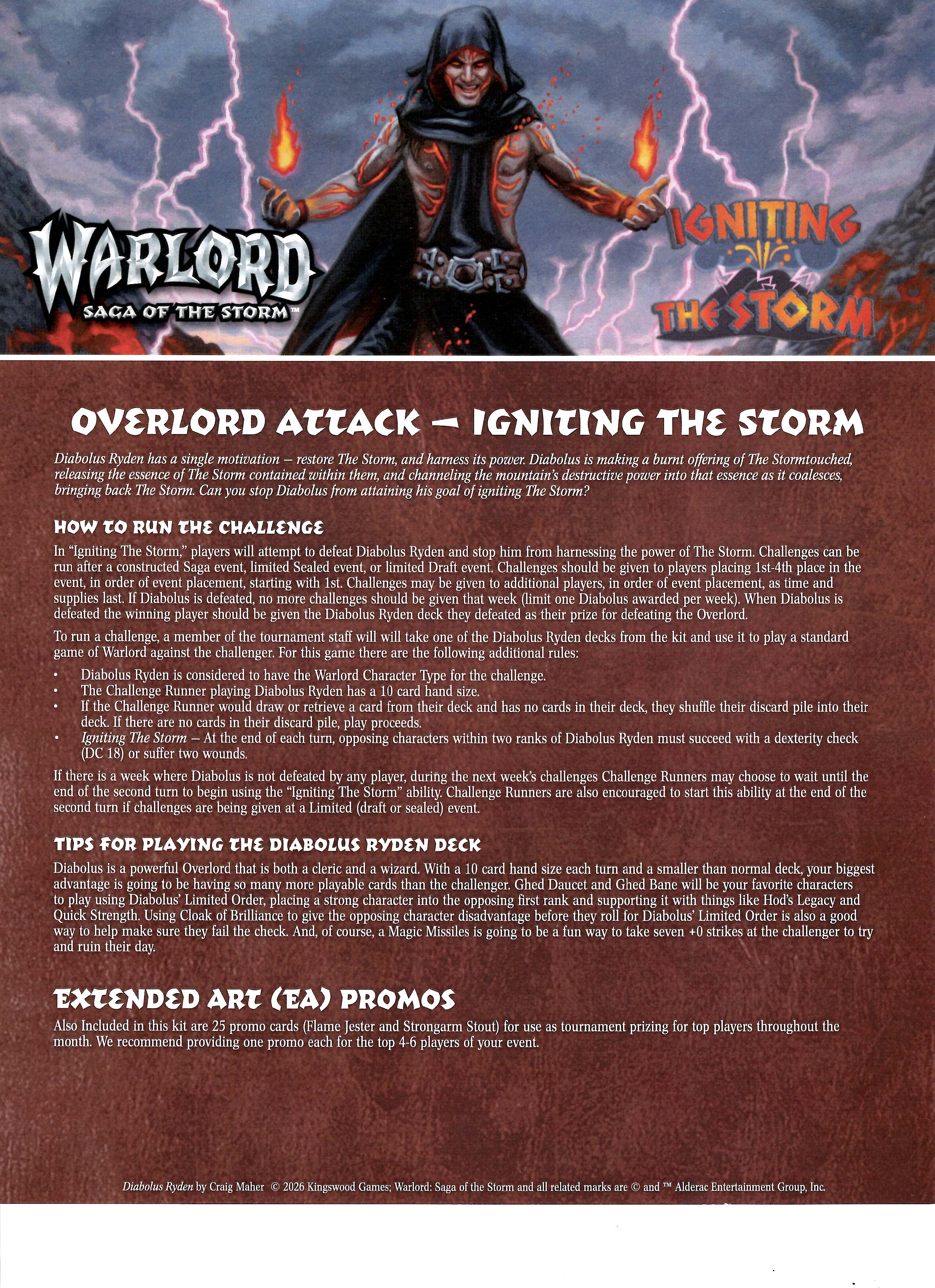 Official Igniting the Storm challenge sheet for the Diabolus Ryden Overlord Attack